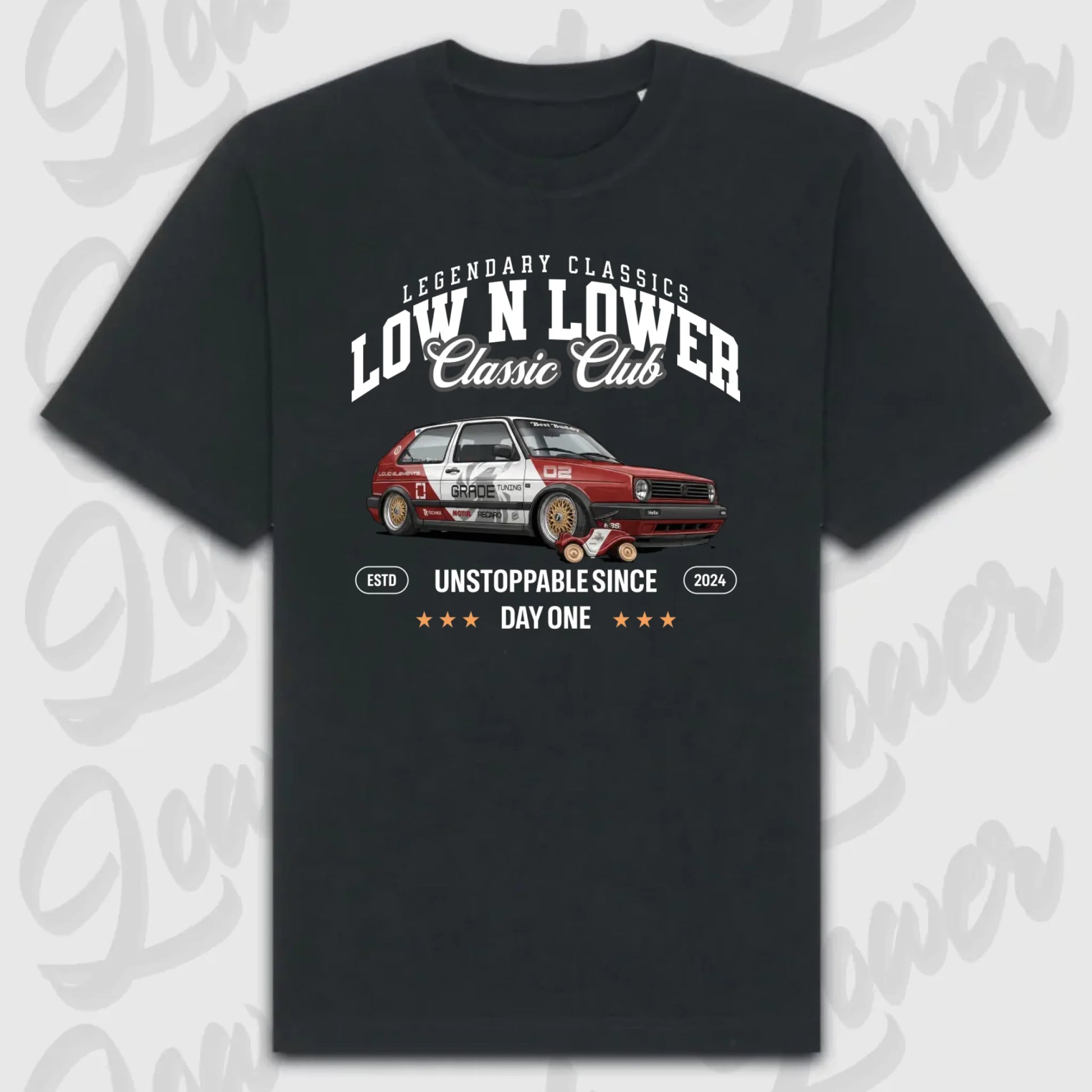 Schwarzes Oversized T-Shirt Artwork dein Fahrzeug mit personalisiertem Auto-Motiv