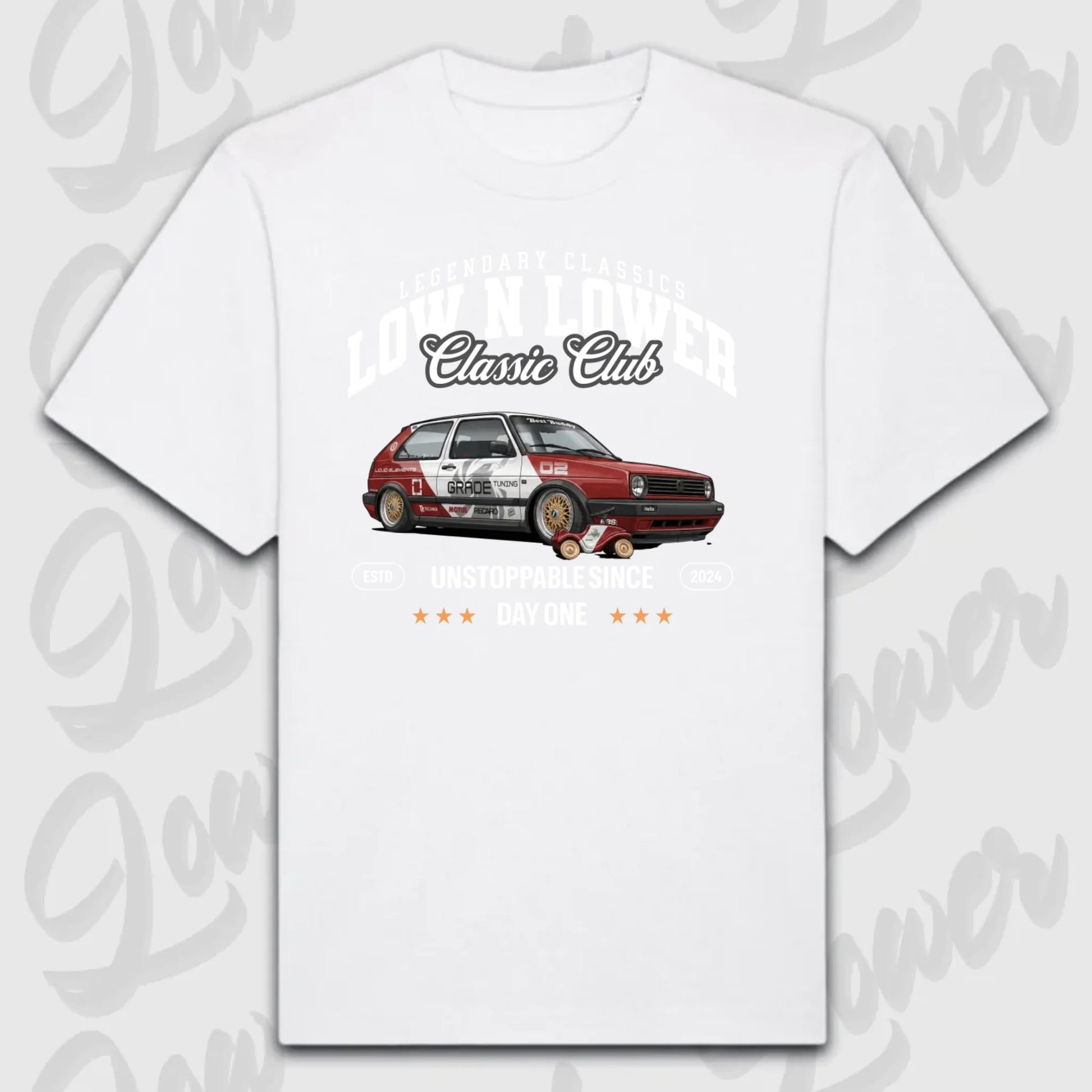 Weißes Oversized T-Shirt Artwork dein Fahrzeug mit personalisiertem Auto-Motiv