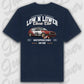 Blaues Oversized T-Shirt Artwork dein Fahrzeug mit Rückendruck