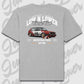 Graues Oversized T-Shirt Artwork dein Fahrzeug mit Rückendruck