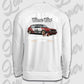 Weißer Sweater Artwork dein Fahrzeug mit Rückendruck
