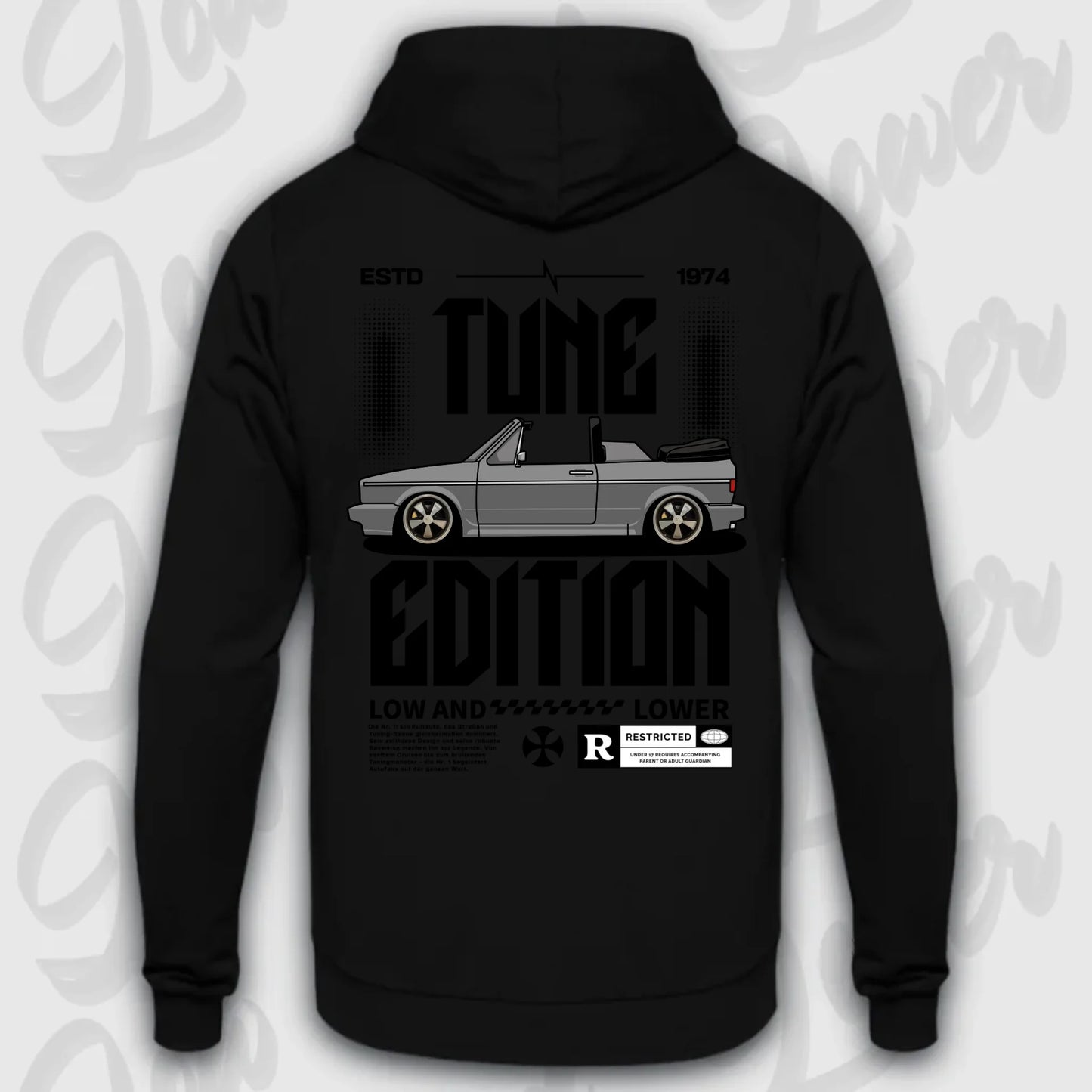 Standard Hoodie Golf 1 Cabrio mit personalisiertem Fahrzeugmotiv