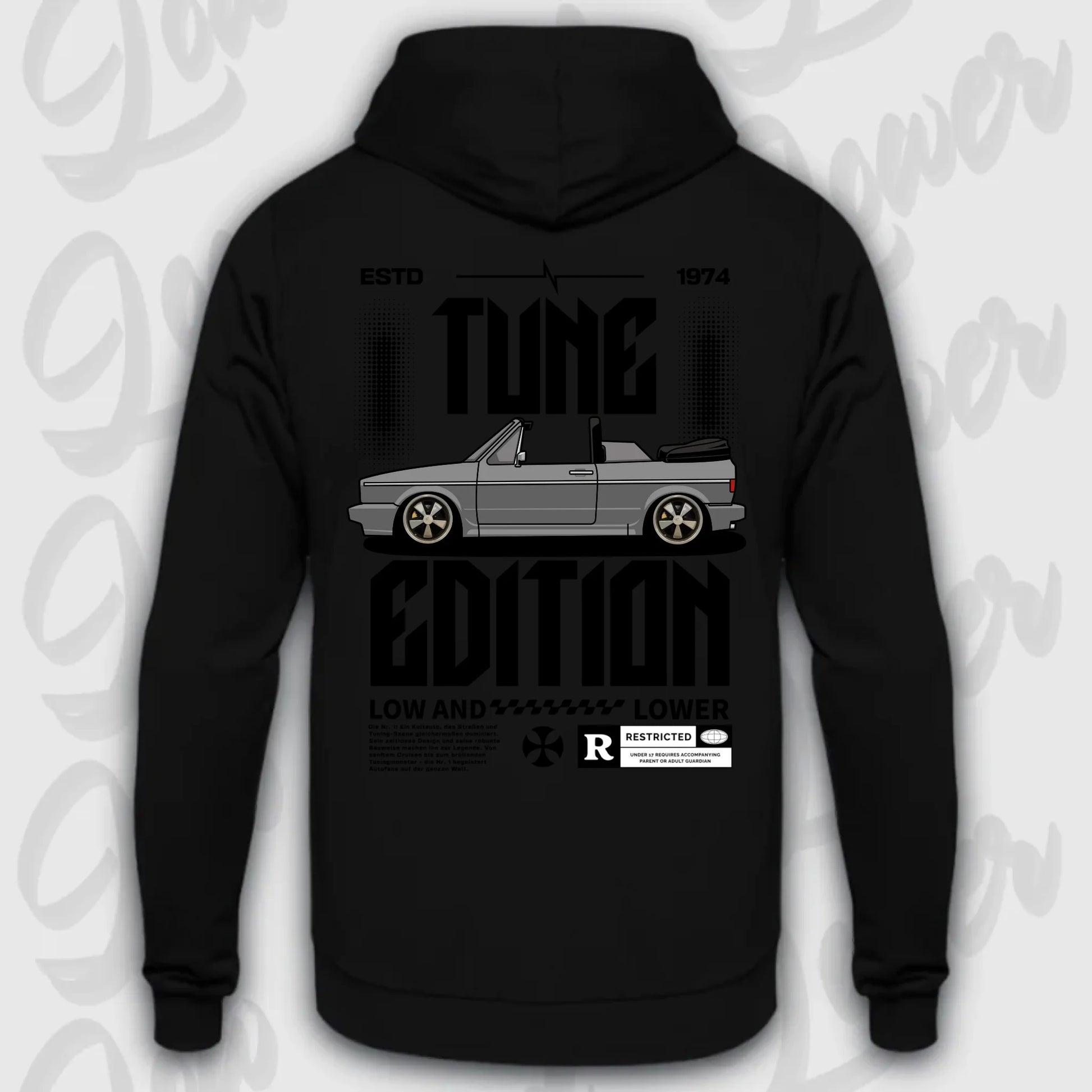 Standard Hoodie Golf 1 Cabrio mit personalisiertem Fahrzeugmotiv