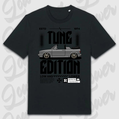 Golf 1 Cabrio T-Shirt Schwarz Frontansicht personalisierbar