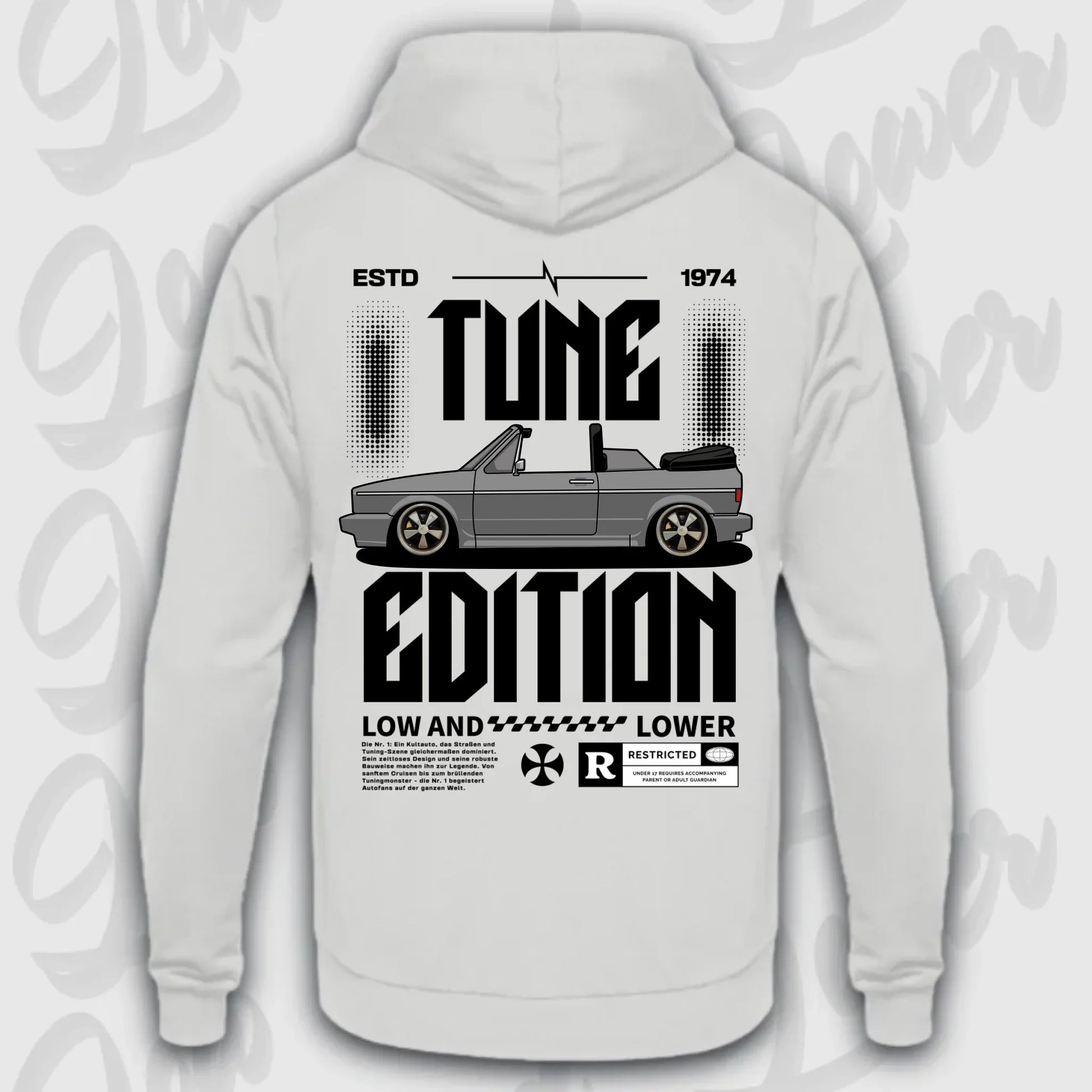 Golf 1 Cabrio Hoodie Frontansicht mit individuellem Motiv