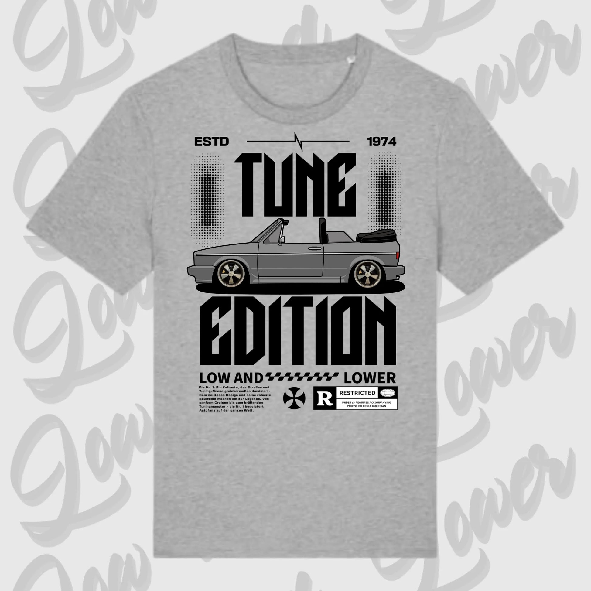 Golf 1 Cabrio T-Shirt Grau Frontansicht personalisierbar
