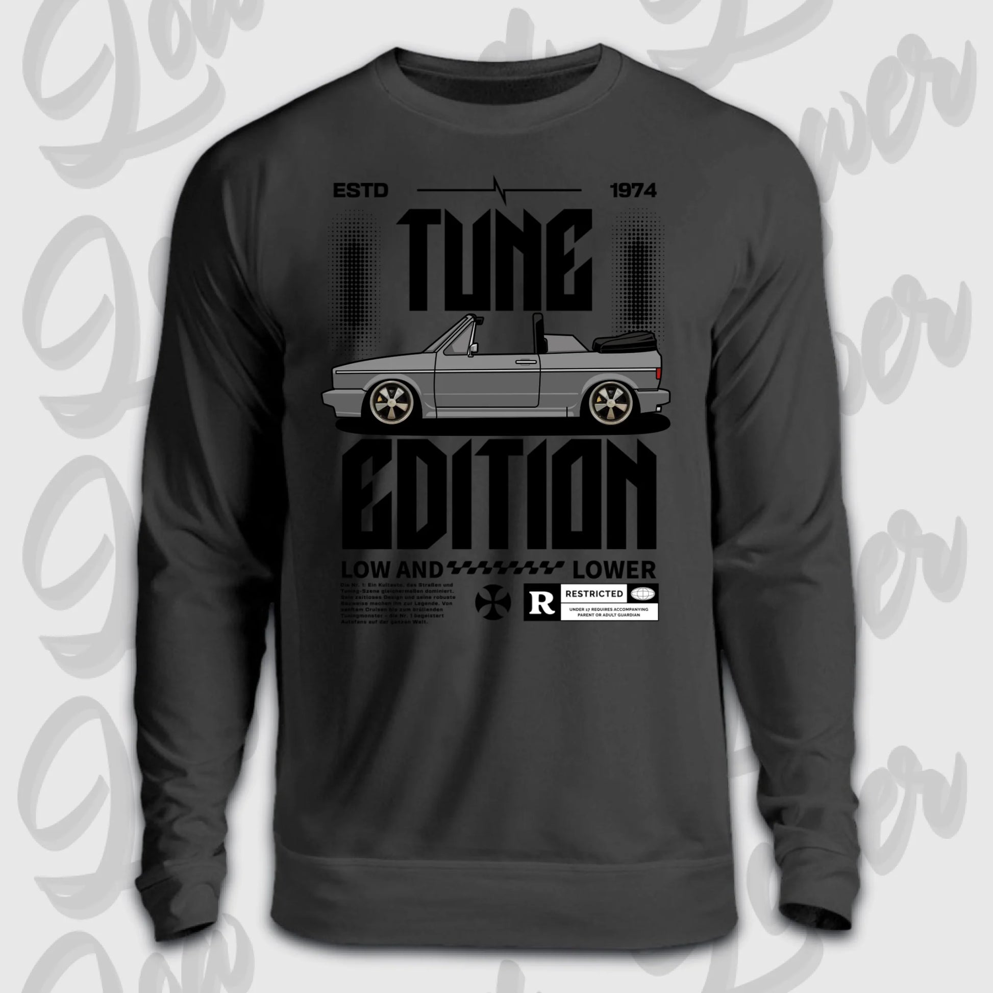 Schwarzer Sweater Golf 1 Cabrio mit Frontdruck