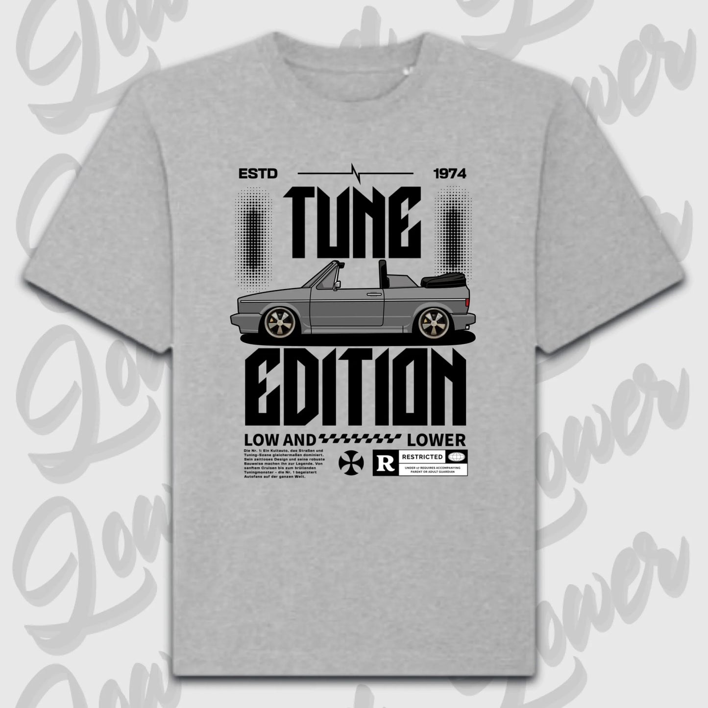 Golf 1 Cabrio Oversized T-Shirt Grau Frontansicht