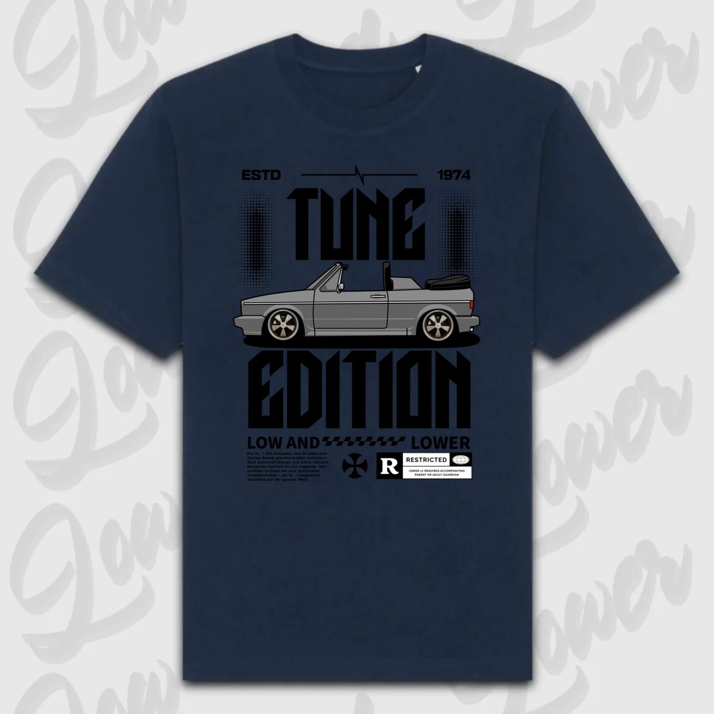Golf 1 Cabrio Oversized T-Shirt Blau Frontansicht