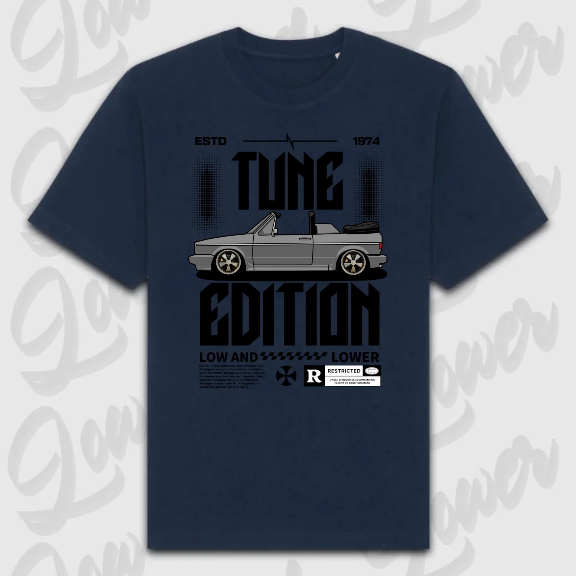 Golf 1 Cabrio Oversized T-Shirt Blau Frontansicht