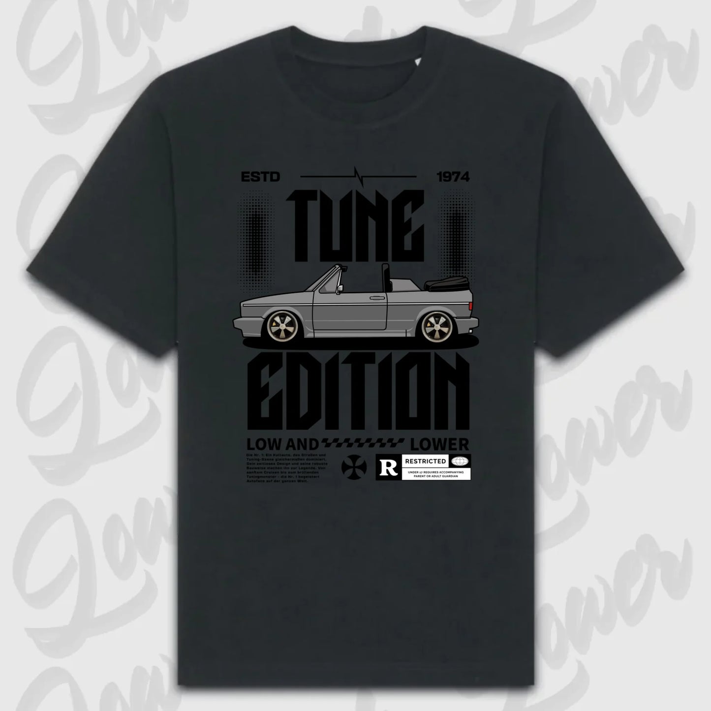Golf 1 Cabrio Oversized T-Shirt Schwarz Frontansicht