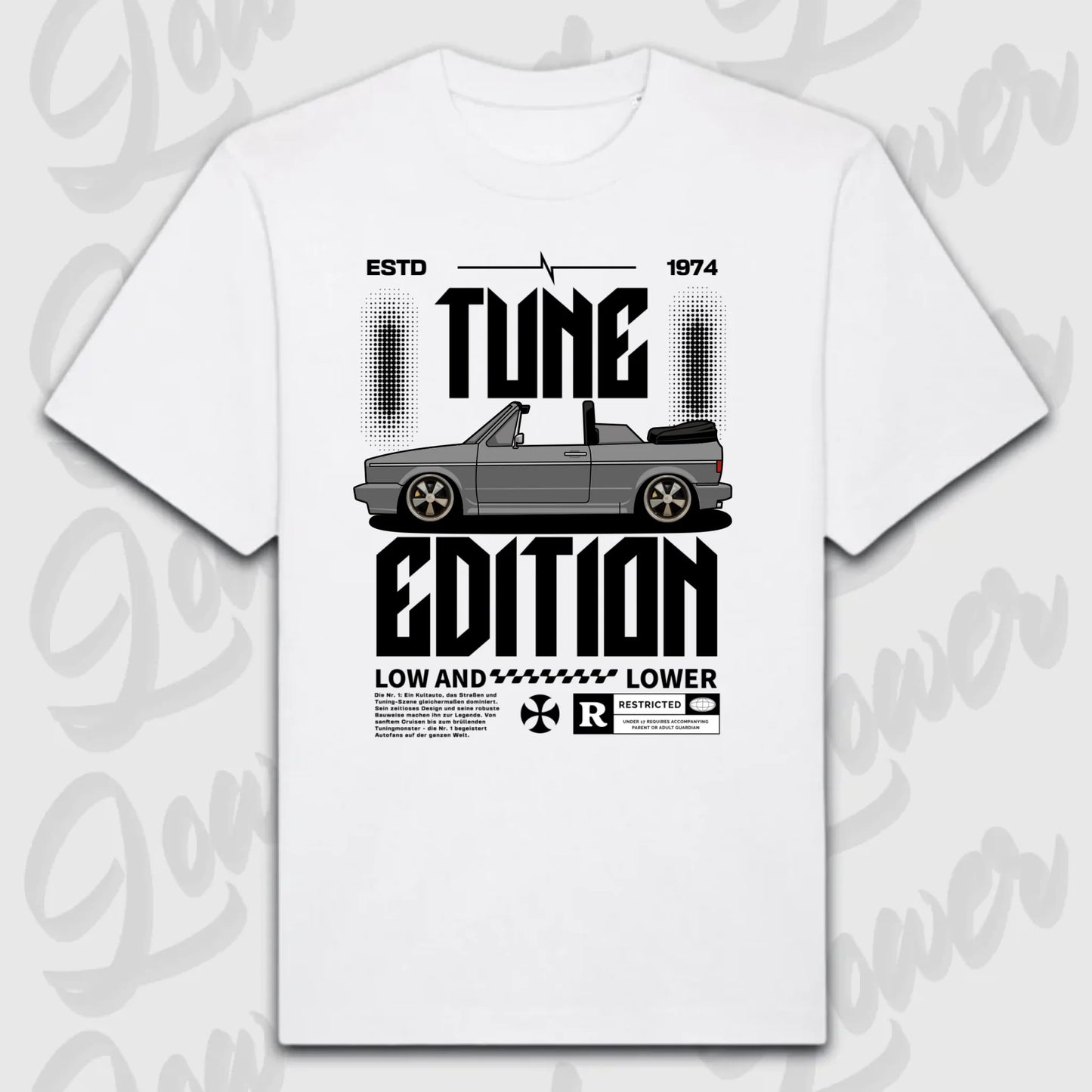 Golf 1 Cabrio Oversized T-Shirt Weiss Frontansicht