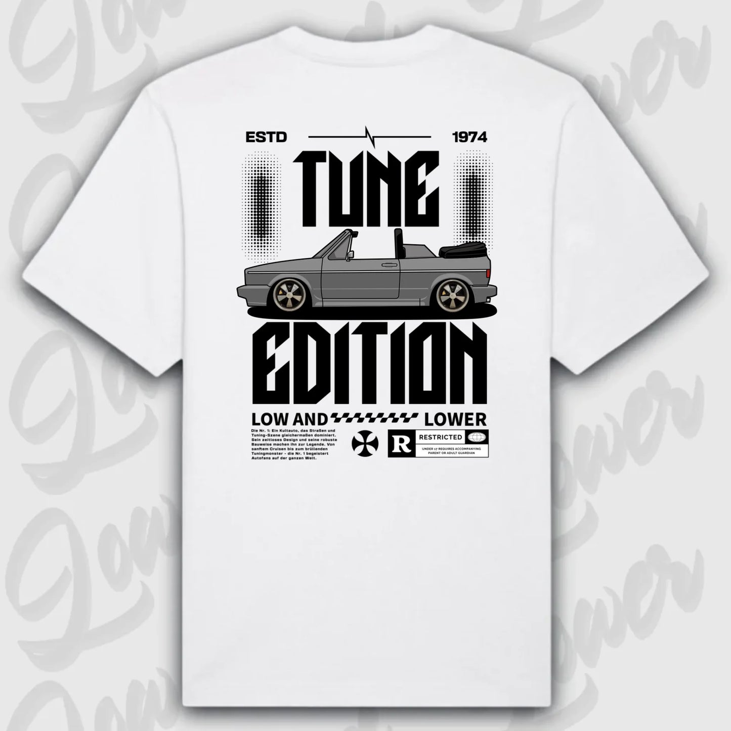Golf 1 Cabrio Oversized T-Shirt Weiss Rueckansicht