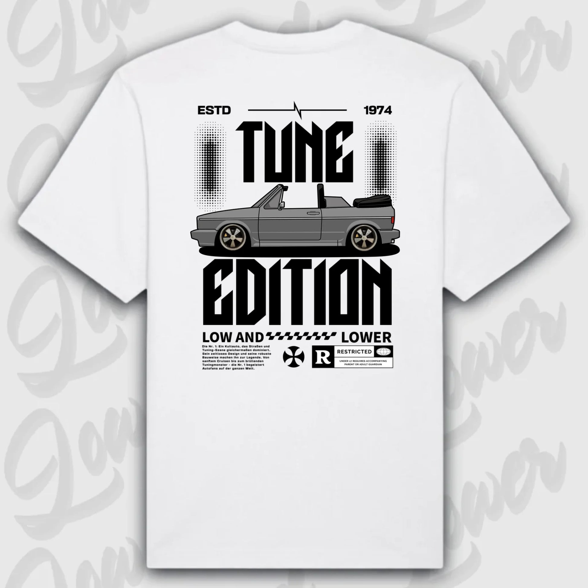 Golf 1 Cabrio Oversized T-Shirt Weiss Rueckansicht