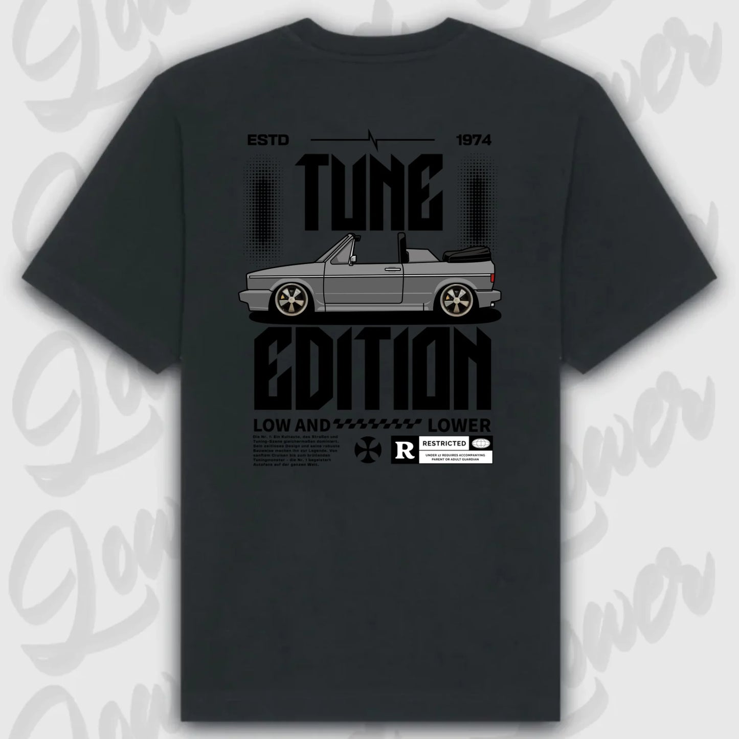 Golf 1 Cabrio Oversized T-Shirt Schwarz Rueckansicht