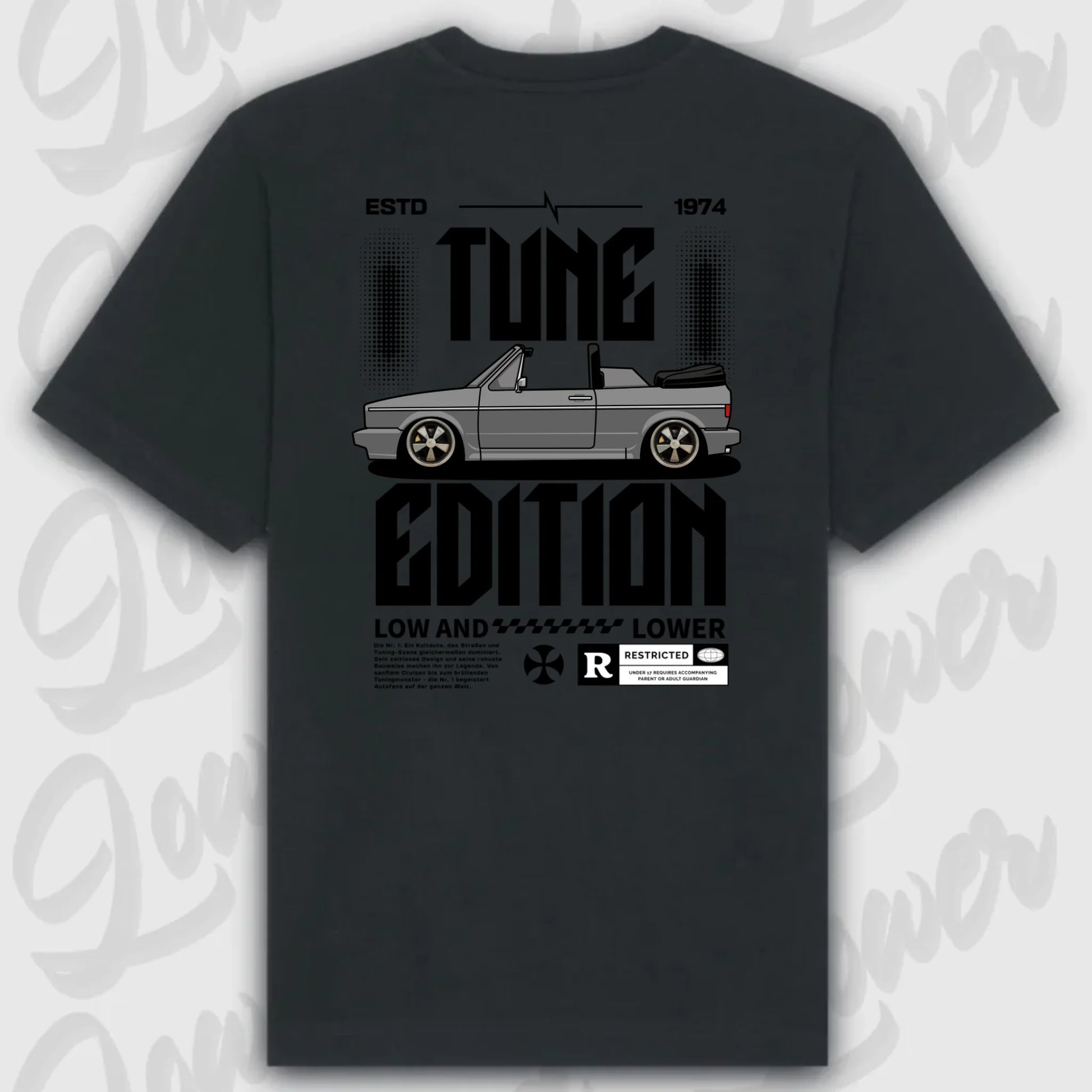 Golf 1 Cabrio Oversized T-Shirt Schwarz Rueckansicht