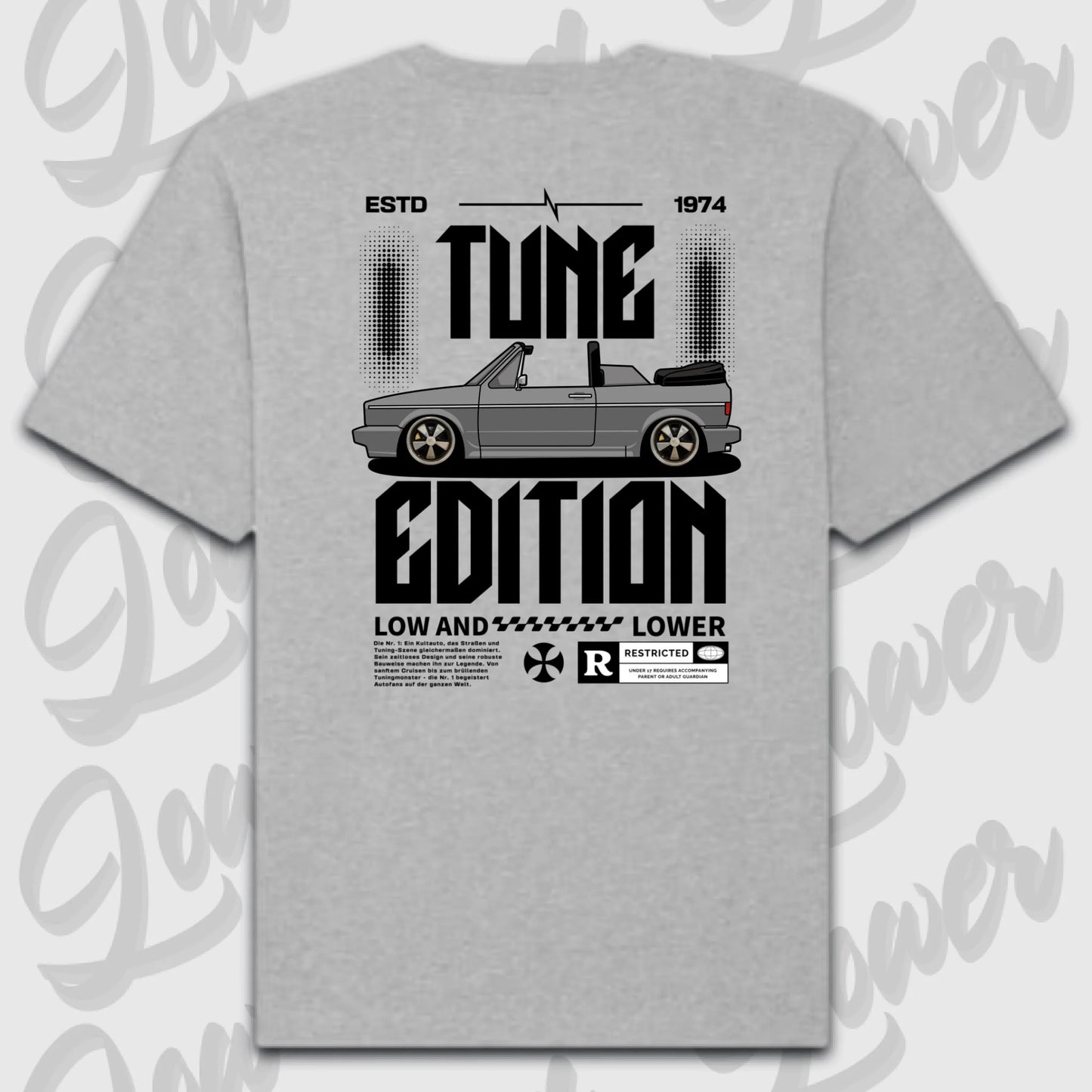 Golf 1 Cabrio Oversized T-Shirt Grau Rueckansicht