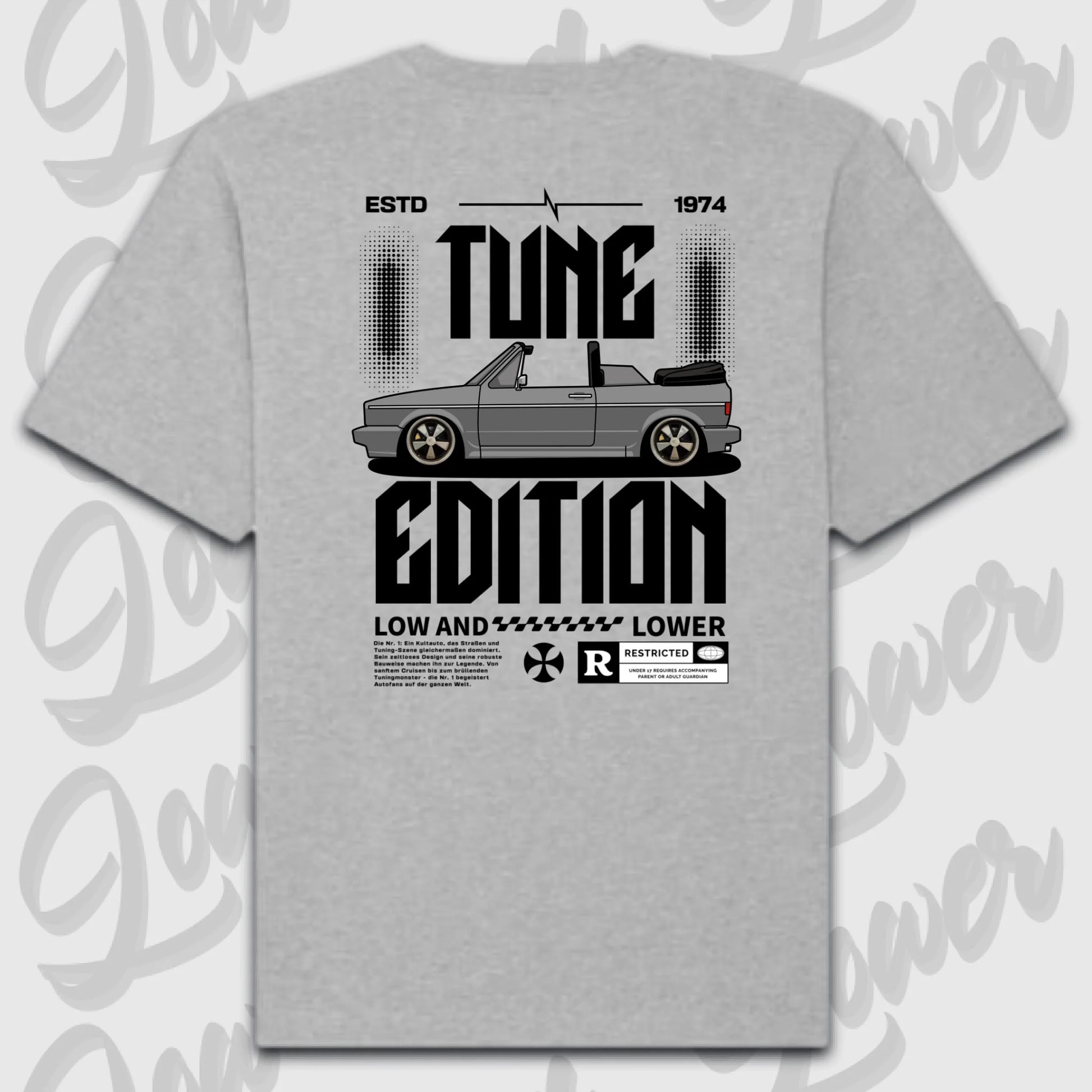 Golf 1 Cabrio Oversized T-Shirt Grau Rueckansicht