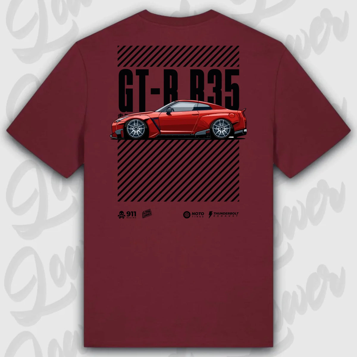T-Shirt Tuning Cars, Personalisiert Rot Rückseite, VW, B