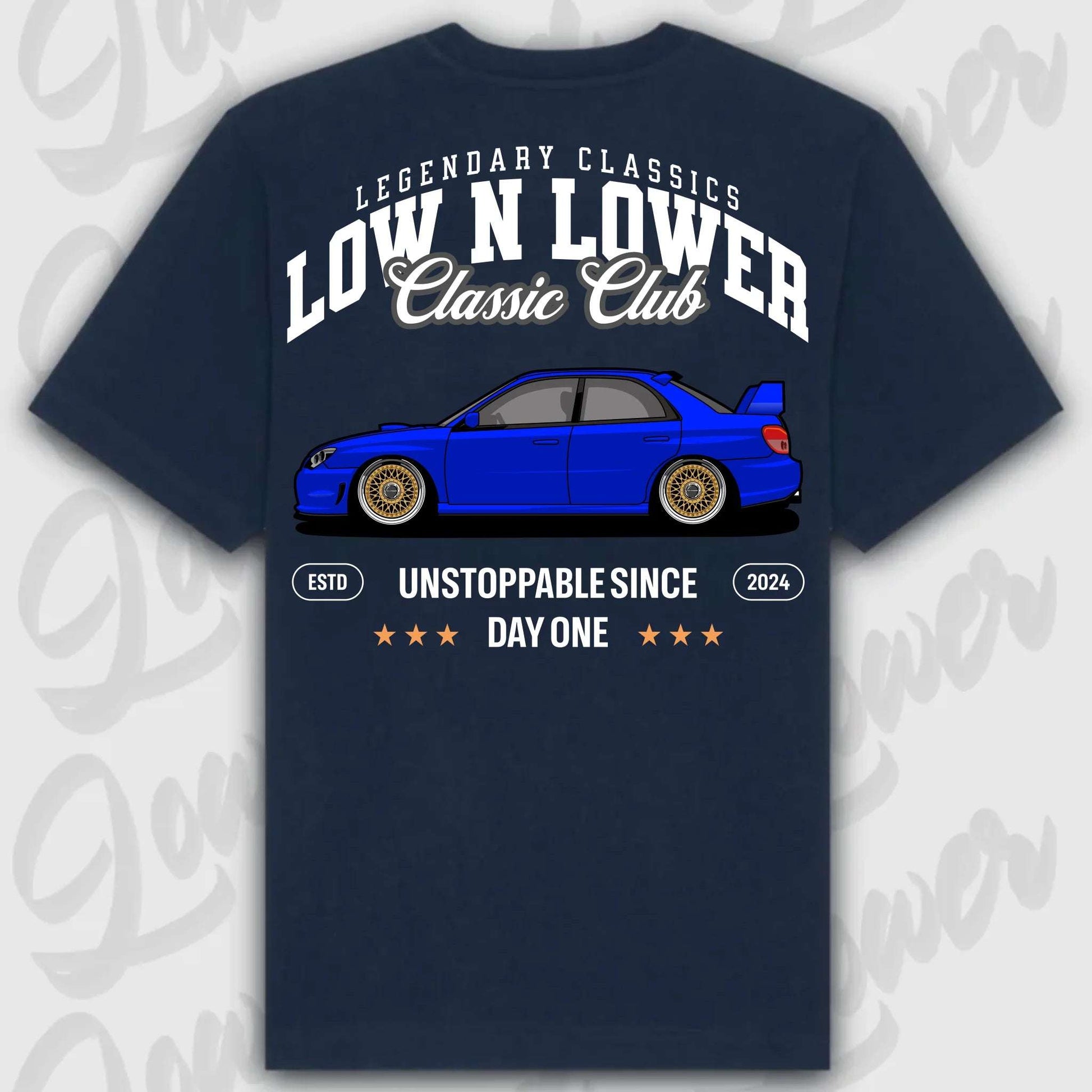 T-Shirt WRX 2. Gen - personalisiert Standard T-Shirt ( Back Print ) French-Navy, Geschenkide Autofans